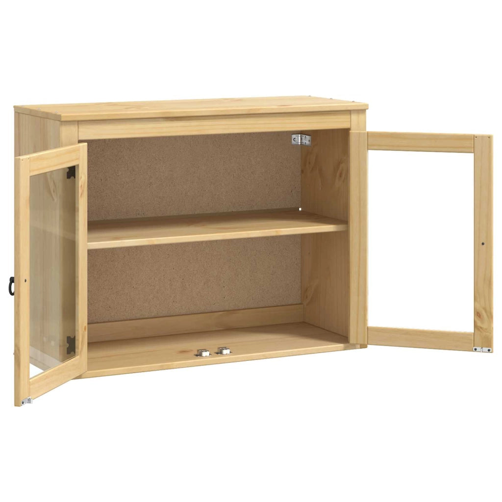 Mobile moderno con ripiano rettangolare 80 x 32 x 60 cm ampio spazio di archiviazione pino massiccio color miele 02_0058893