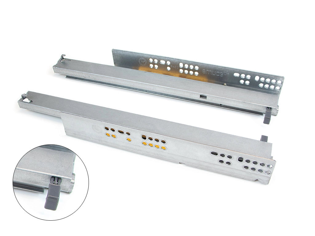 Guide a Scomparsa Silver per Cassetti ad Estrazione Totale P450 Zincato Bianco Acciaio Emuca