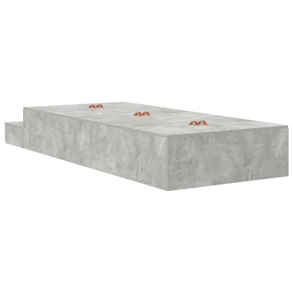 Struttura letto con contenitore Grigio cemento 90 cm 3335672