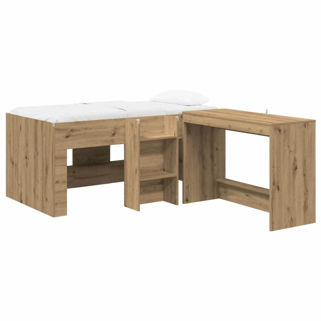 Letto alto per bambini con scrivania 2 pz Rovere Artigianale 3423469