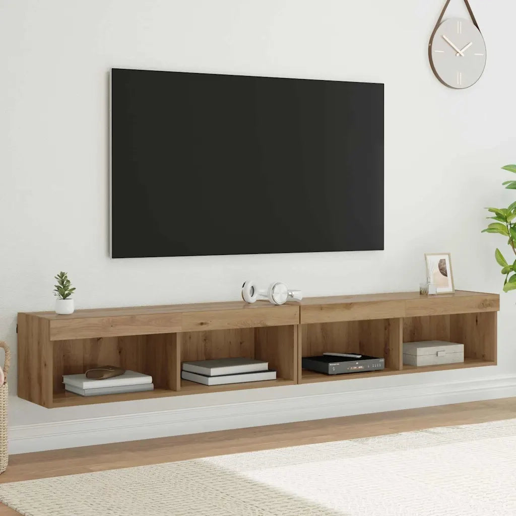 Set mobile TV con LED 2 pcs Rovere artigianale 100 x 30 x 30 cm 882968