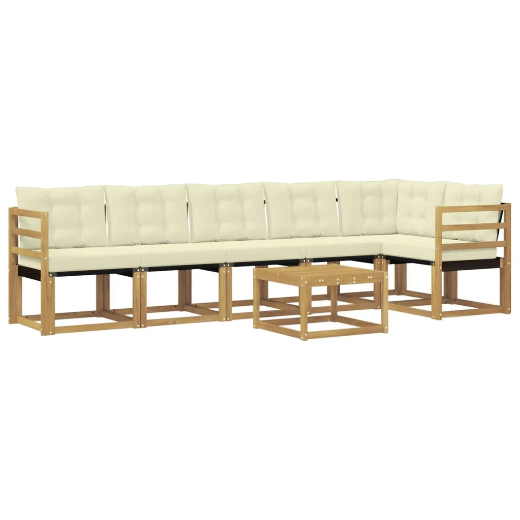 Set di divani da esterno 7 pz Bianco e Crema 3389536