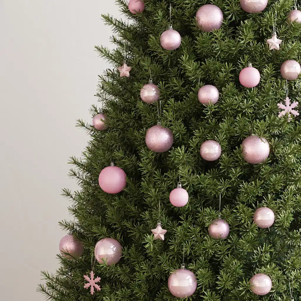 Set Palline di Natale 111 pz Rosa in Polistirene 356117