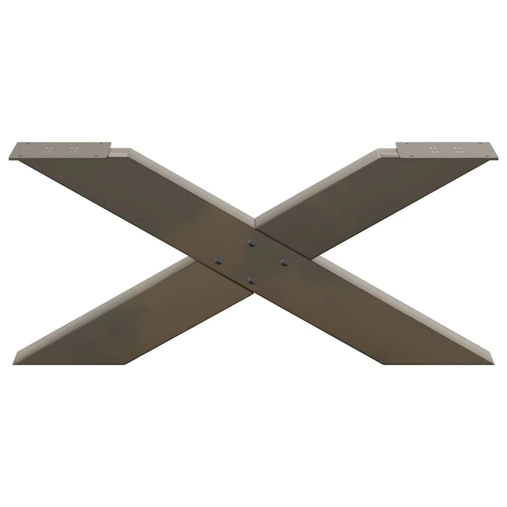 Set di 2 gambe per tavolino da caffè a forma di X 70 x 31 cm con piedini regolabili design moderno acciaio naturale 02_0057219