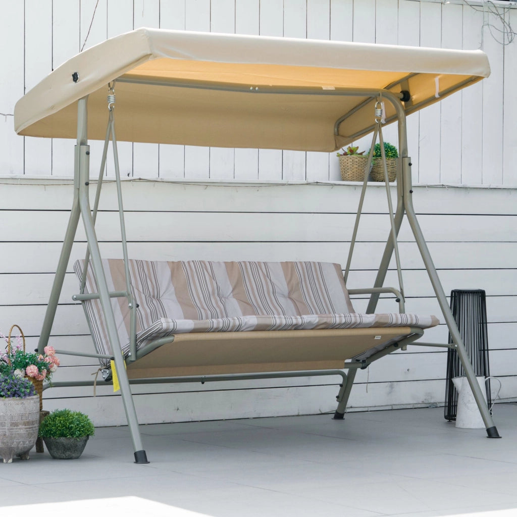 Dondolo da Giardino 3 Posti con Tetto e Cuscini ¨C zephmum ¨C Grigio, Acciaio, 172x110x156cm