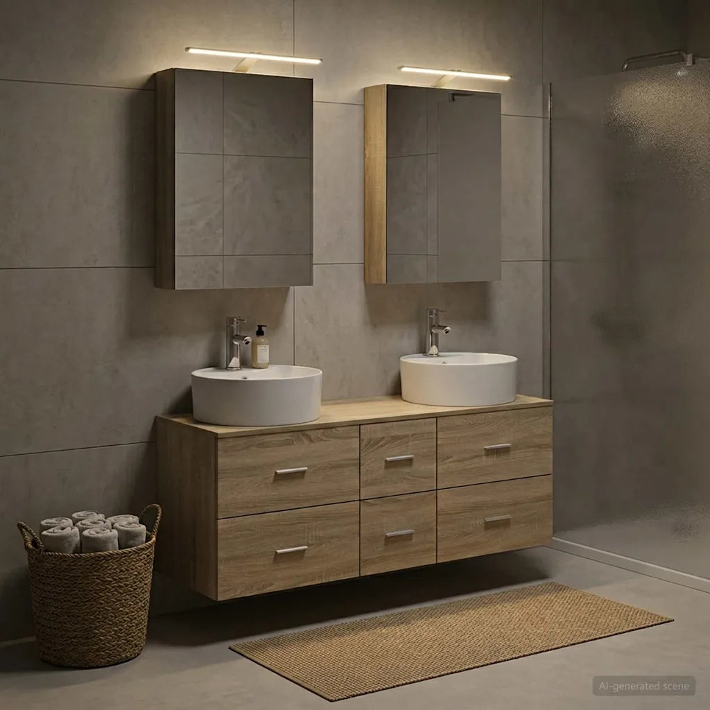 Set di mobili per il bagno 5 pcs Rovere Sonoma 3406913