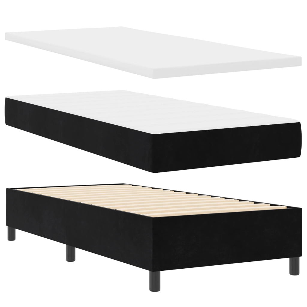 Letto Box Spring con Materasso & LED Nero 80x200 cm Velluto