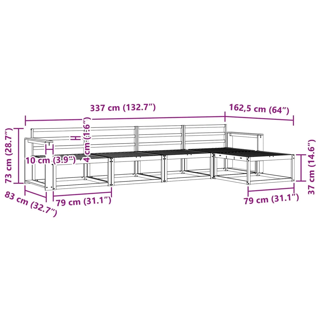 Set di divani da esterno 5 pcs Bianco 337 x 162,5 x 73 cm 3386308
