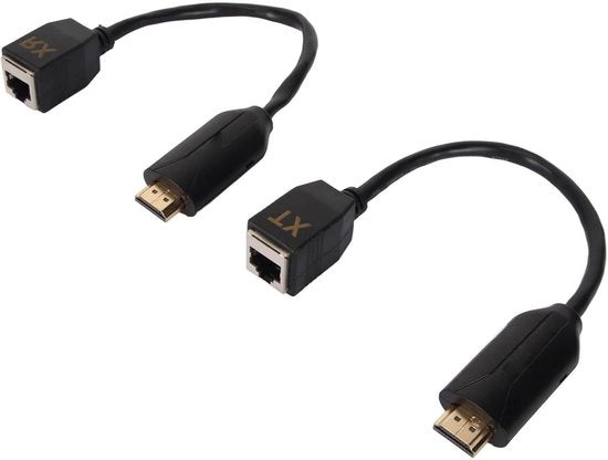 Estensione Ethernet RJ45 a HDMI Maschio - 1080p fino a 60 M - Per PC, Console di Gioco, Reproduttori Multimediali - Presa di Corrente EU.