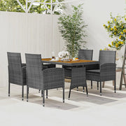 Set da Pranzo per Esterni 5 pz in Polyrattan Grigio cod mxl 35719