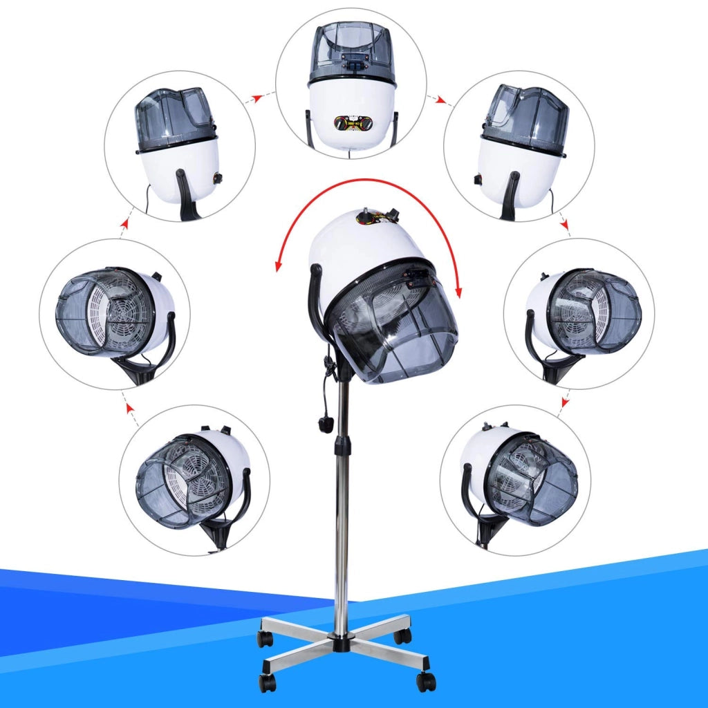 Casco Asciugacapelli Professionale 1180W ¨C Xylo ¨C Altezza Regolabile con Timer e Ruote Bianco