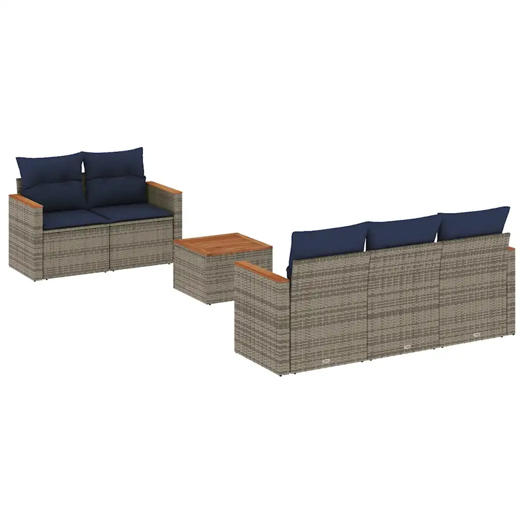 Set Divani da Giardino 6 pz con Cuscini Grigio in Polyrattan 3225788