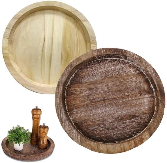 Set di due scaffali in legno rotondi - Legno di alta qualità