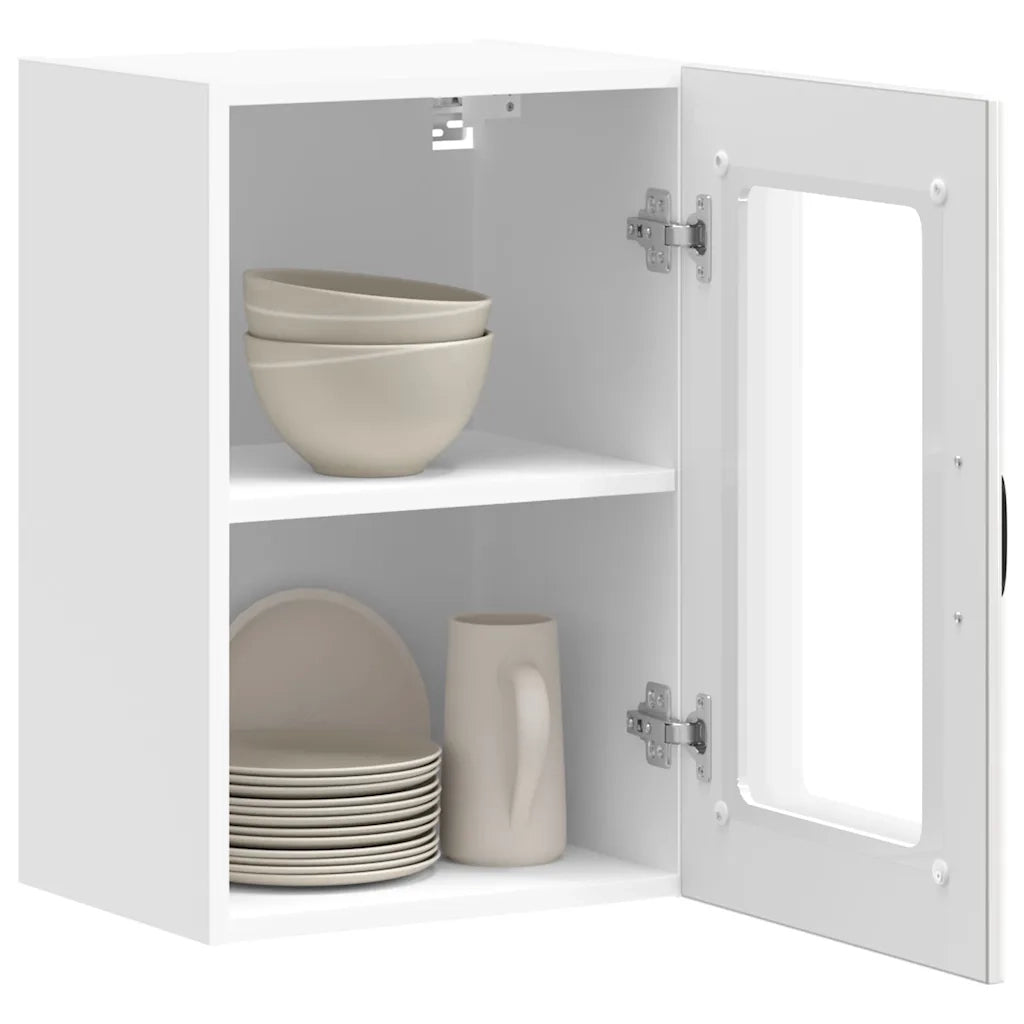 Pensile da Cucina con Porta in Vetro Lucca Bianco Lucido