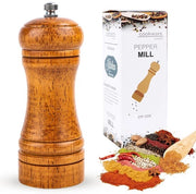 Macinatore di Pepe in Legno - Molino Ceramico Regolabile - Molino Manuale - Mini Molino - Progettazione Ecocompatibile - Per Spezie Fresche - Macinatore di Erbe