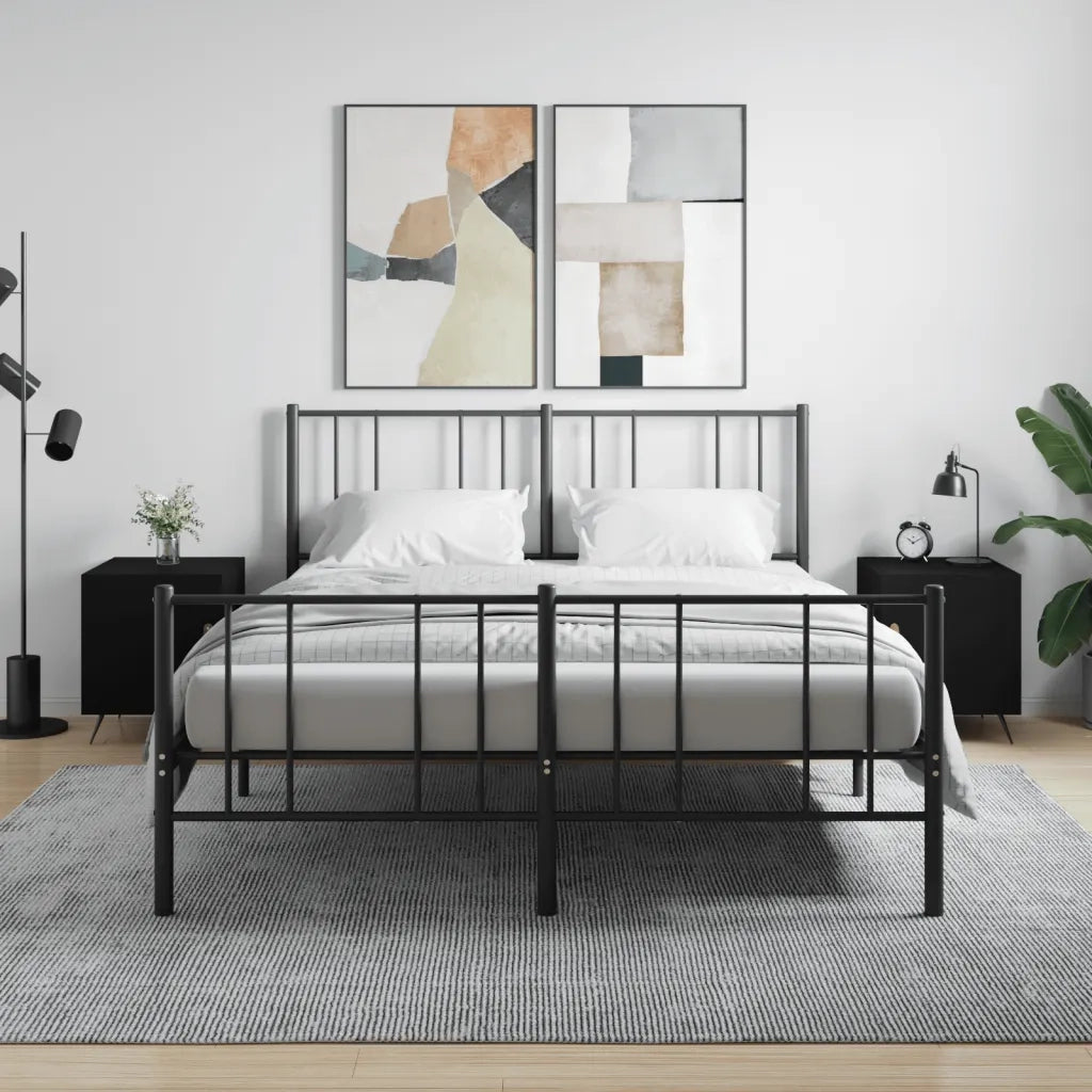 Set di 2 Comodini | Armadio da Notte | Mobiletto da notte Neri 40x40x50 cm in Legno Multistrato