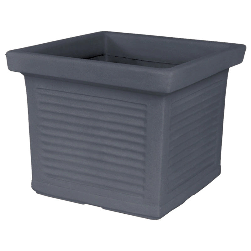 Vaso quadrato decorativo classico tradizionale 48x48 H38 in polimero resistente antracite per piante per giardini e terrazze - Made in Italy - Monacis