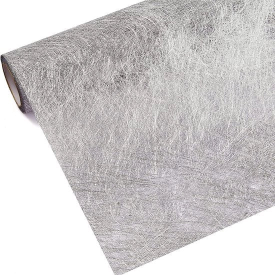 Tavolo da ricevimento riciclabile in tessuto di poliestere 30 cm x 25 m - per matrimoni, comunioni, battesimi e tutte le celebrazioni (argento) - 30CM*25M