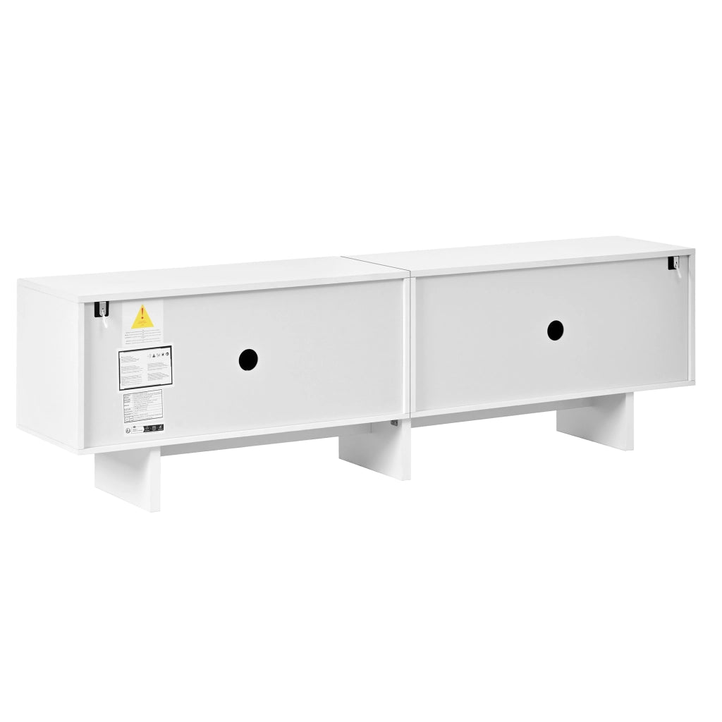 Mobile porta TV con 4 ante e motivi ad arco, vani contenitore, in MDF e truciolare, bianco, 170 × 35 × 50 cm