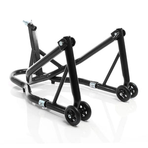 Cavalletto alzamoto anteriore sotto canotto, con rotelle e 5 adattatori sterzo 13-18 mm