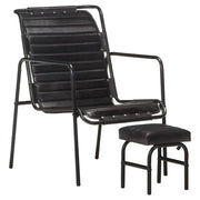 Poltrona Relax | Sedia Relax con Poggiapiedi Nera in Vera Pelle