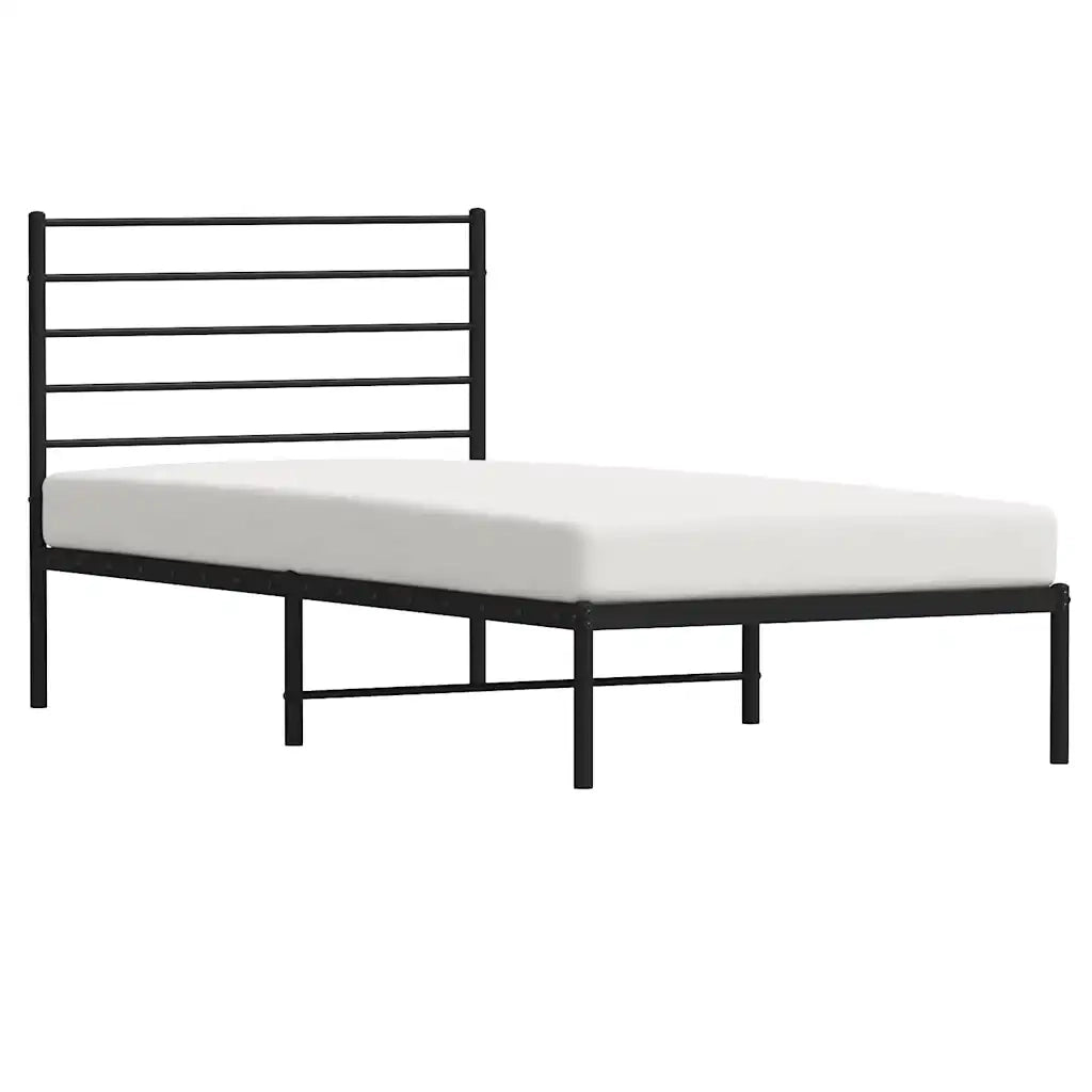 Giroletto con Testiera-Struttura Letto con testiera in Metallo Nero 90x200 cm 369564