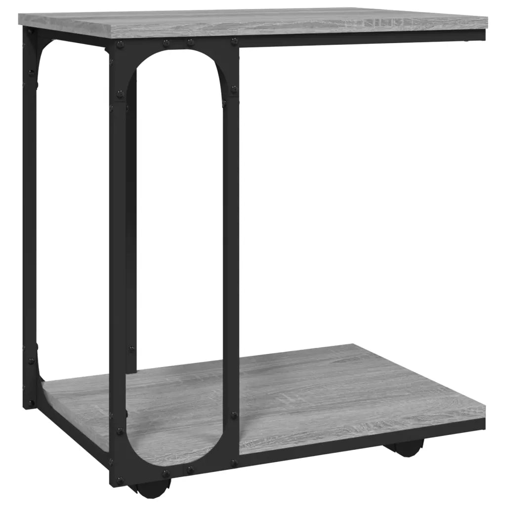 Tavolino | Tavolo laterale con Ruote Grigio Sonoma 50x35x55,5cm Legno Multistrato