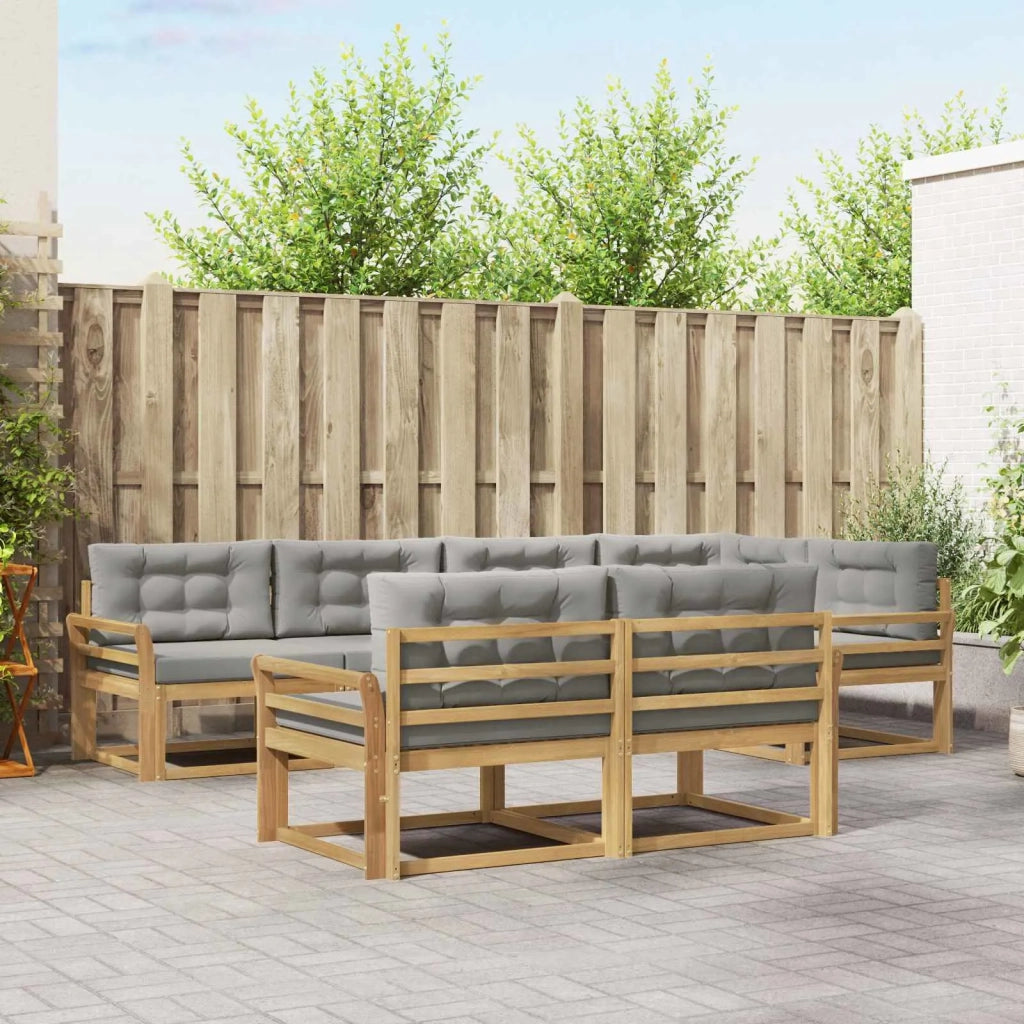 Set di divani da esterno 6 pcs Bianco e Grigio Chiaro