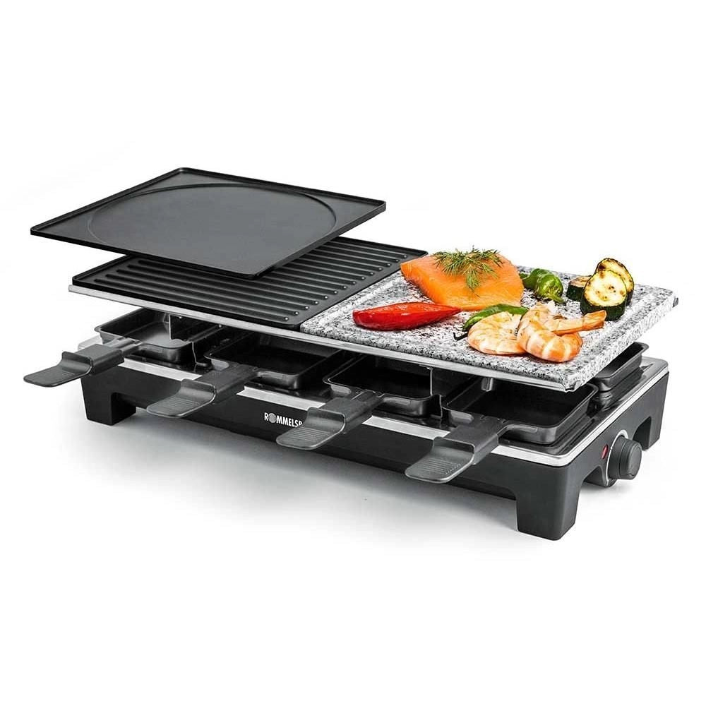 Rommelsbacher RCS 1350 griglia per raclette 8 persona(e) 1350 W Nero, Acciaio inossidabile
