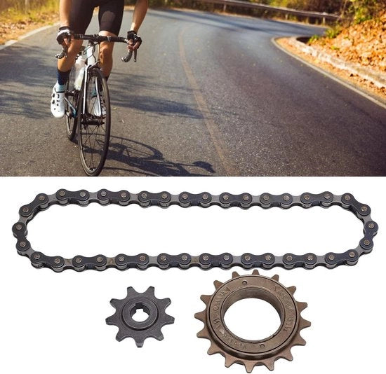 Kit di catena per bicicletta da montagna - 16 denti catena libera - 9 denti cinghia - 38 sezione catena - piastra catena per bicicletta da montagna.