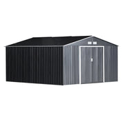 EasyComfort Casetta da Giardino 12.4m² con Fondazione, 4 Prese d'Aria e 2 Porte Scorrevoli, Capanno Porta Attrezzi in Lamiera d'Acciaio, 340x386x200 cm, Giallo