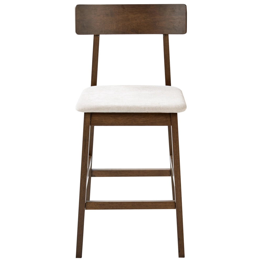 Set di 2 sedie da bar marrone scuro e tortora con seduta in legno di gomma e poliestere, stile tradizionale retrò, per cucina e sala da pranzo