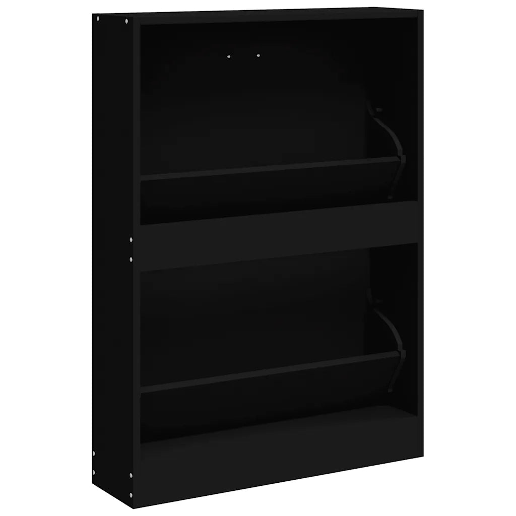 Scarpiera-Scaffale per scarpe Nero 59x17x81 cm in Legno Multistrato