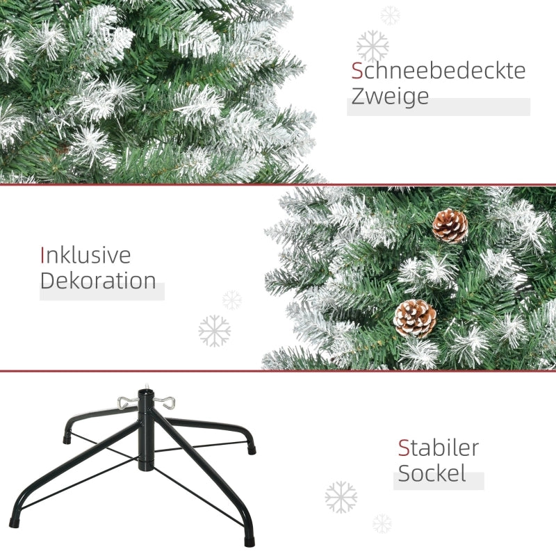 Albero di Natale artificiale, 630 rami, 37 pigne, punte innevate, ignifugo, 180 cm