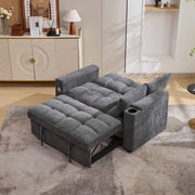 Divano letto trasformabile con schienale regolabile; porte USB e Type-C in tessuto grigio