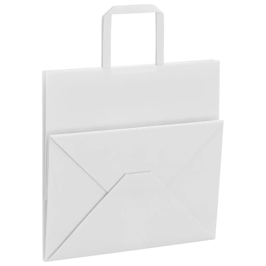 Sacchetti di Carta 50 pz con Manici Bianchi 26x17x25 cm