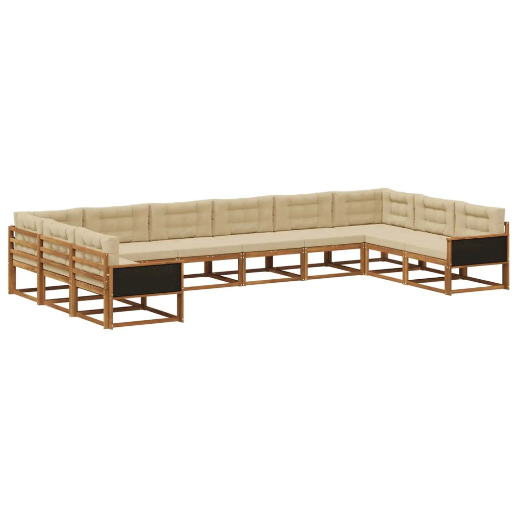 Set di divani da esterno 10 pz Naturale e Beige 3382916