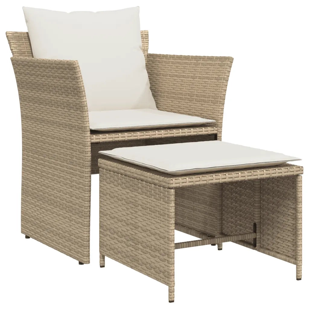 Sedia da Giardino con Poggiapiedi in Polyrattan Beige CFW6413452