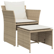 Sedia da Giardino con Poggiapiedi in Polyrattan Beige CFW6413452