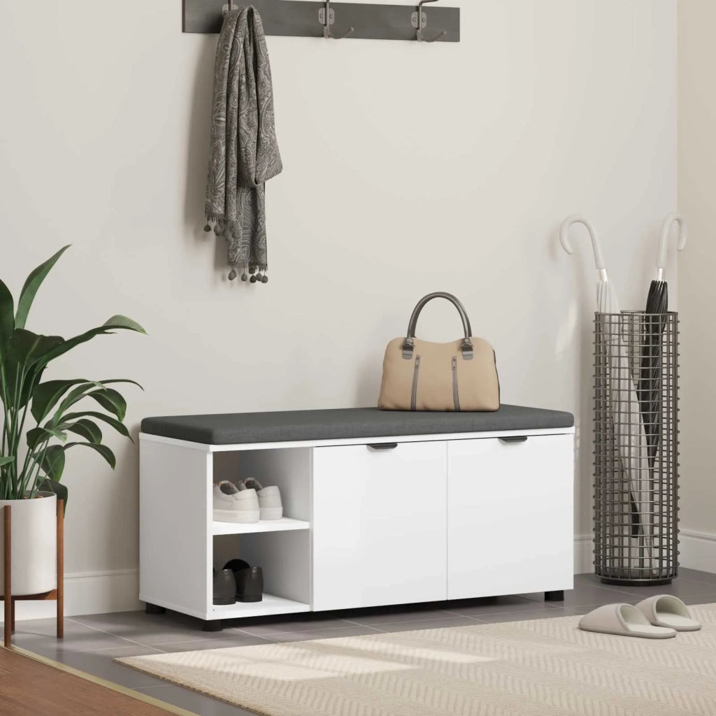 Panca per ingresso con cuscino Bianco 100 x 38 x 46 cm