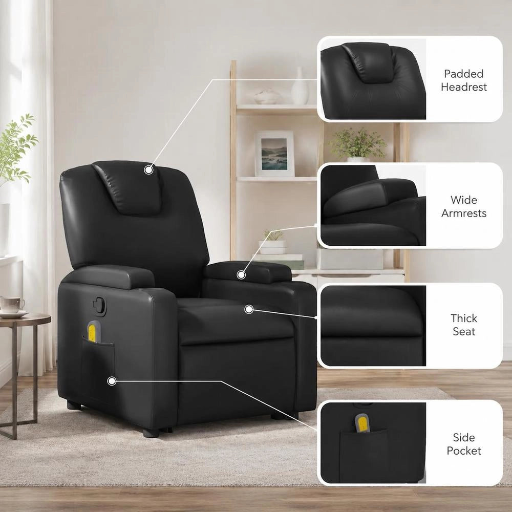 Black Faux Leather Massage Chair