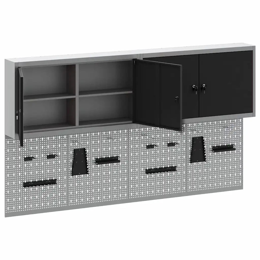 Set di armadi per attrezzi con lo scaffale 6 pcs Nero 3321402