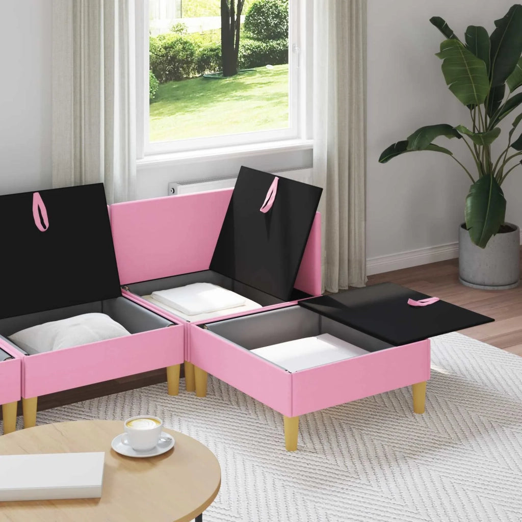 Set di divani modulari con spazio di archiviazione 4 pcs Rosa