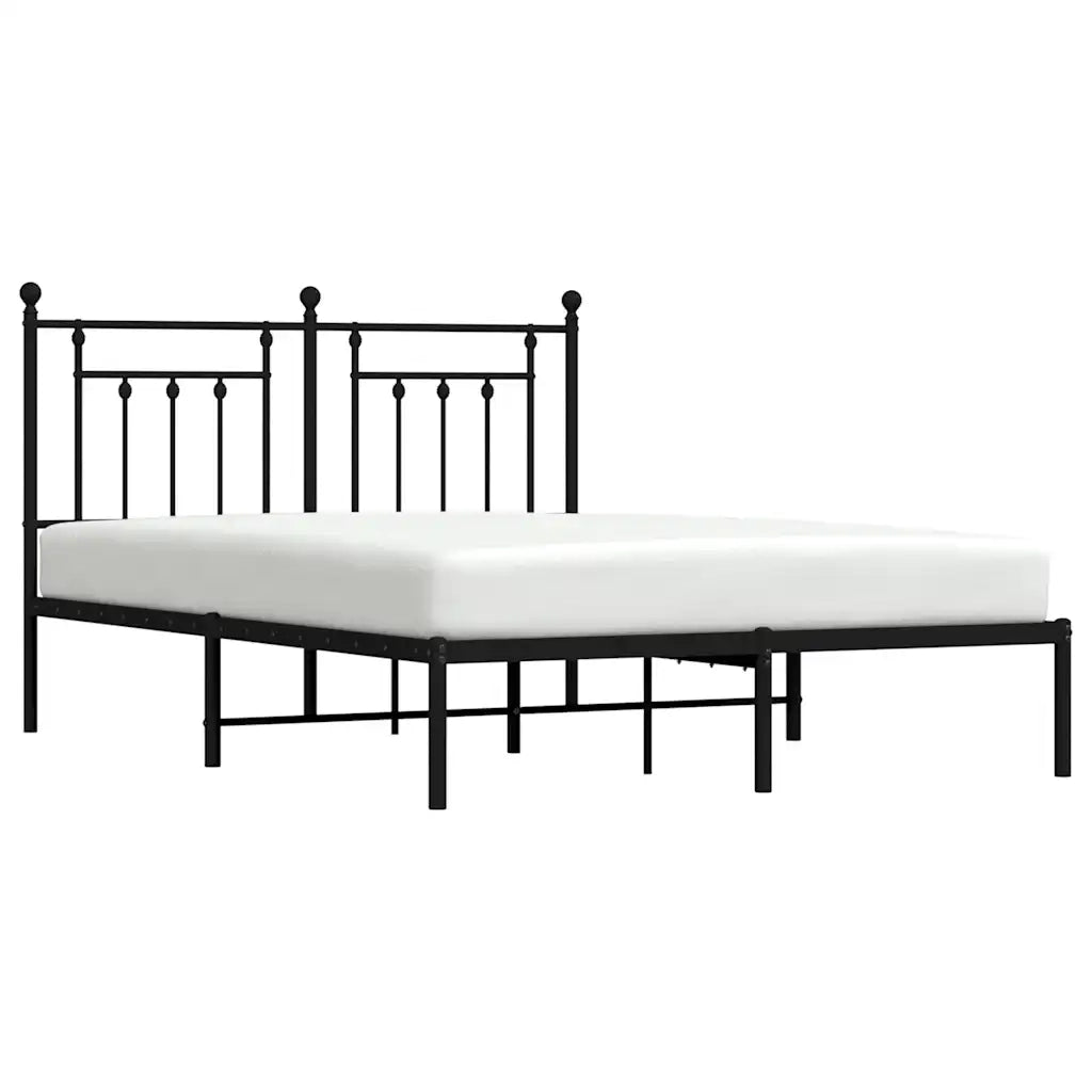 Giroletto con Testiera-Struttura Letto con testiera in Metallo Nero 140x200 cm 508099