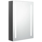 Armadietto Bagno | Armadio da bagno con Specchio e LED Grigio Lucido 50x13x70 cm