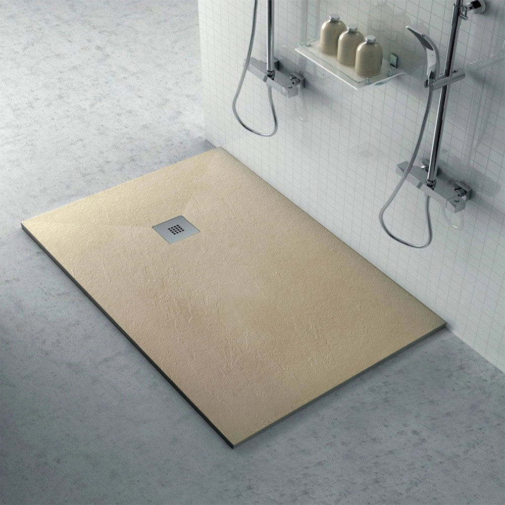 Piatto doccia filo pavimento Karen 80x130 in resina pietra tortora