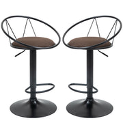 EASYCOMFORT Set 2 Sgabelli da Bar Girevoli con Poggiapiedi, Altezza Regolabile e Seduta Imbottita, Marrone