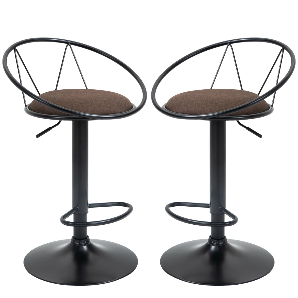 EASYCOMFORT Set 2 Sgabelli da Bar Girevoli con Poggiapiedi, Altezza Regolabile e Seduta Imbottita, Marrone