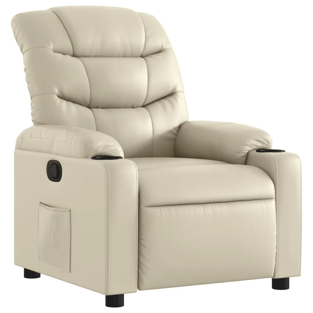 Poltrona | Sedia Relax Reclinabile Crema in Similpelle