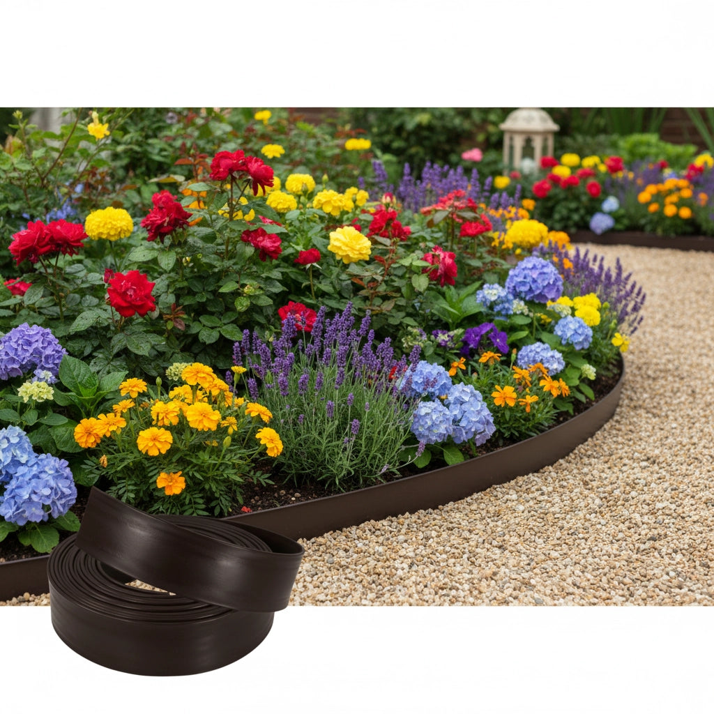 Bordura flessibile per aiuole e vialetti specialbord h 14 cm sp. 8 mm rotolo 10 m marrone